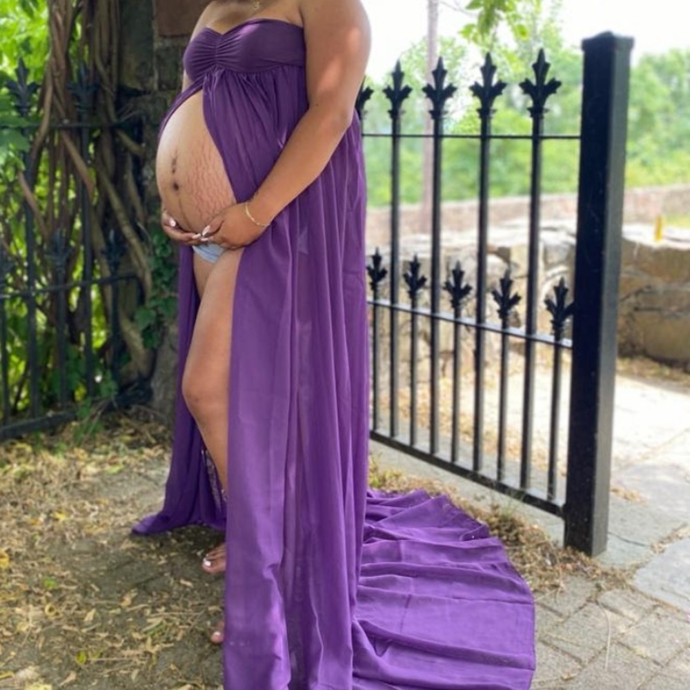 Purple maternity photoshoot dress
